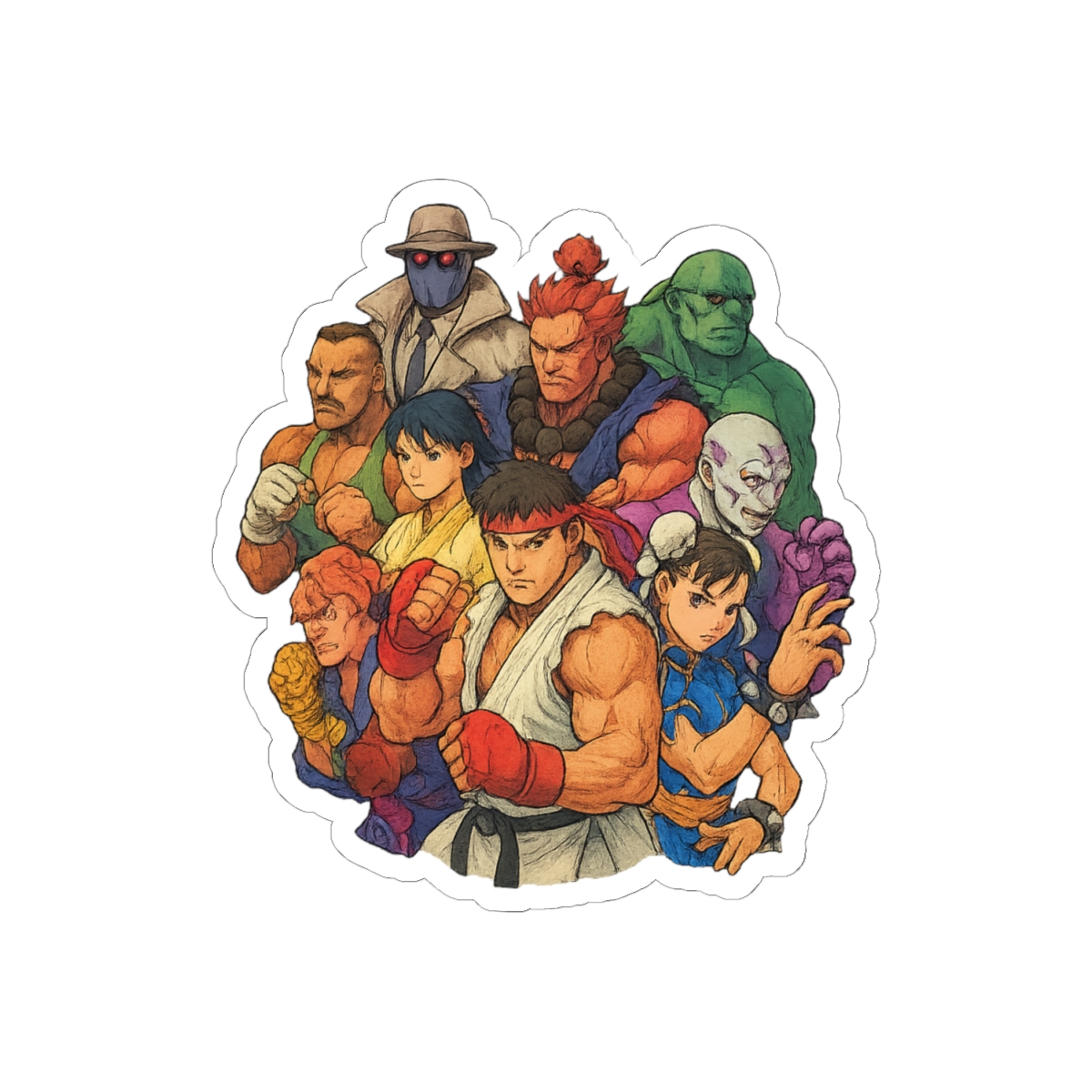Street Fighter 3 Third Strike Cast Sticker | Bold Retro Gaming Vinyl Decal - alternate angle 1, merchandise