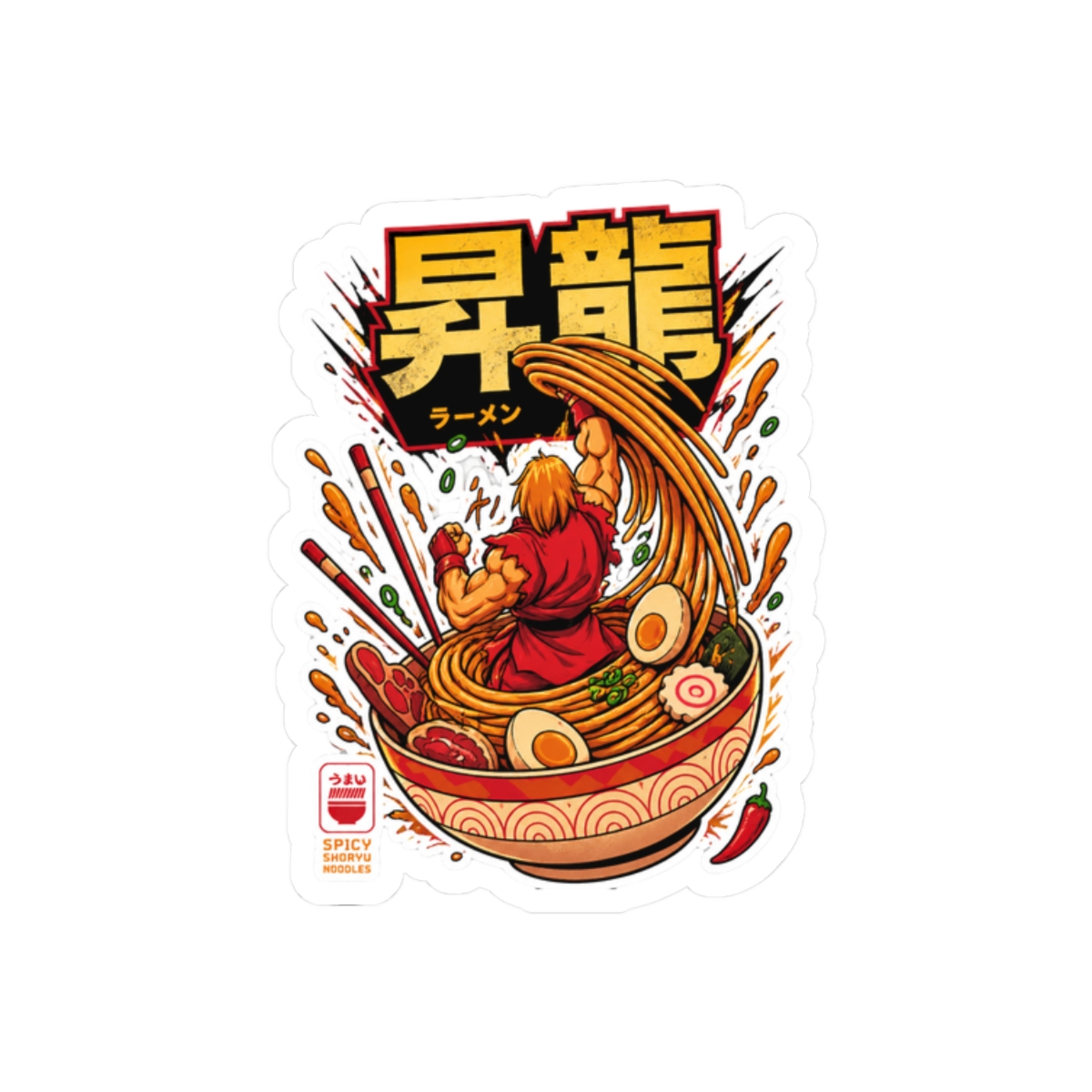 Spicy Shoryu Noodles Bold Sticker | Ramen Lover Vinyl Decal - alternate angle 3, merchandise